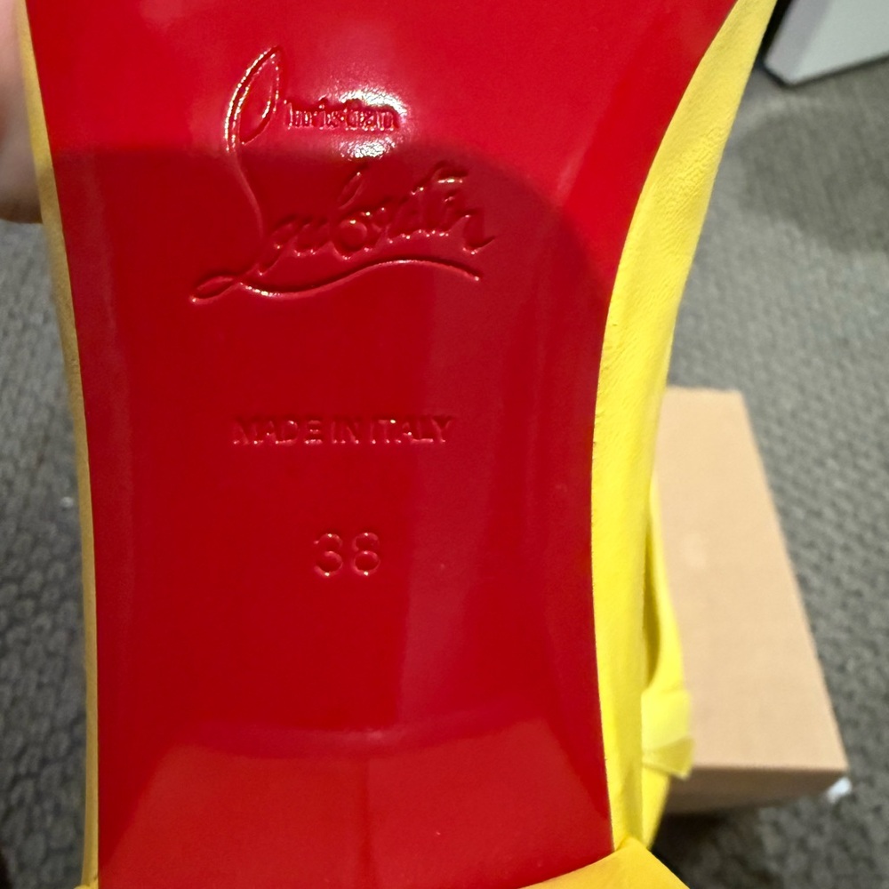 Christian Louboutin, yellow, soft, lambskin, leather size8 new - Picture 6 of 6